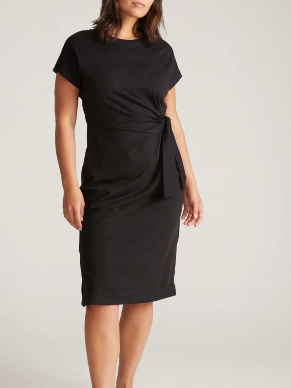 Universal Standard Crescent Breton Stripe Knot Dress Solid Black NEW L 22/24 3x